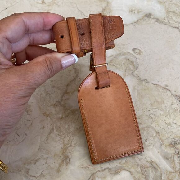 Vintage Louis Vuitton Vachetta Leather Luggage Tag & Poignet - Picture 3 of 9